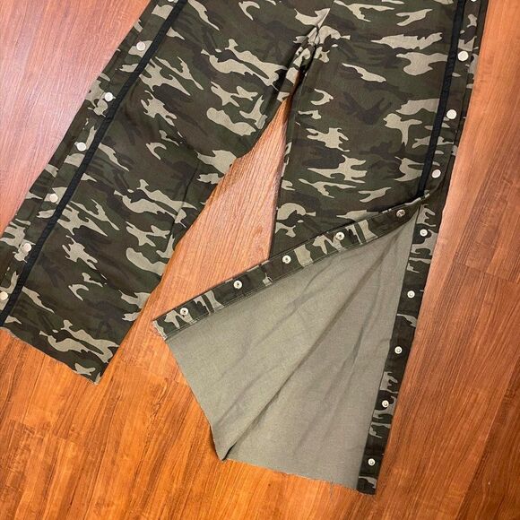 Fashion Nova Camouflage Snao Button Sides High waist Bell Bottom Cotton Pants XS - Picture 10 of 14